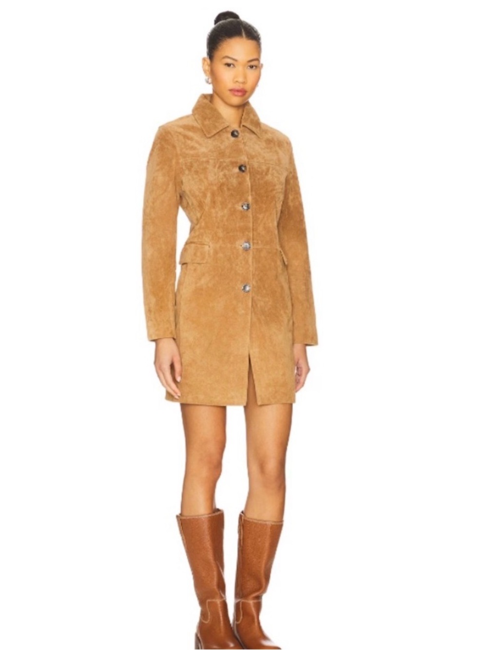 $228 NWT BLANKNYC Dirt Bike Suede Leather Trench Coat XS Camel